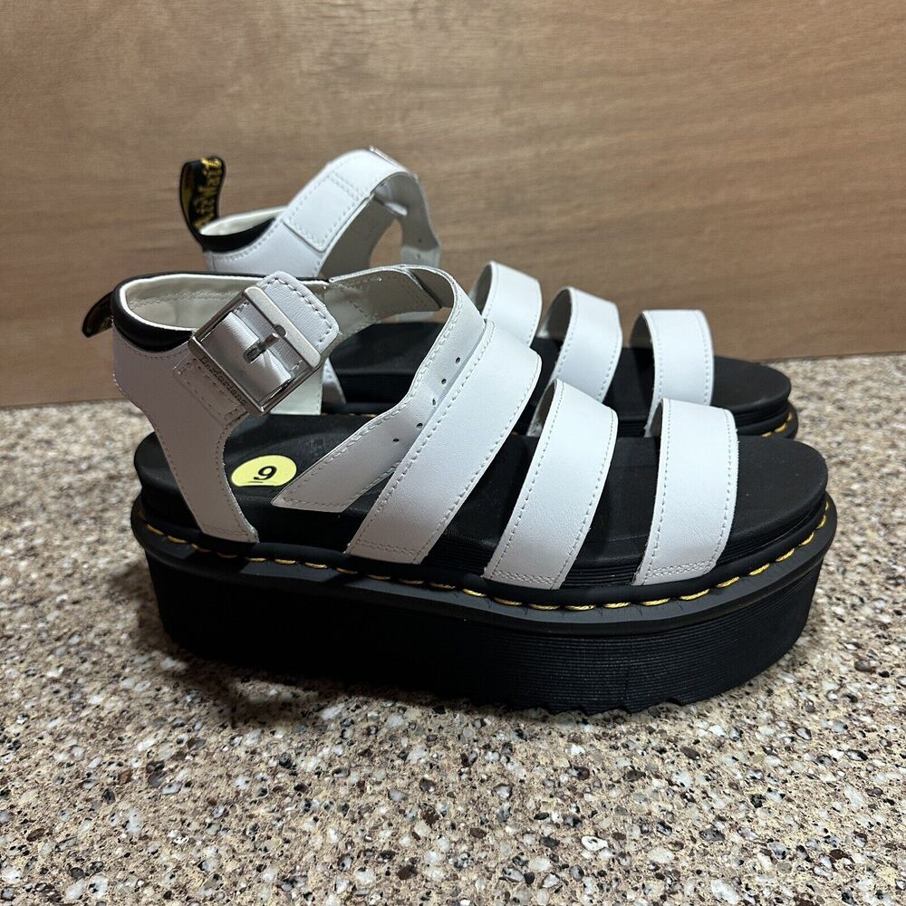Dr. Martens White Leather Platform Gladiator Sandals